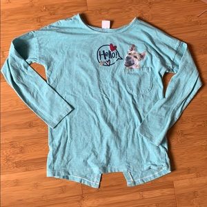 Cute Blue Dog Long Sleeve Shirt